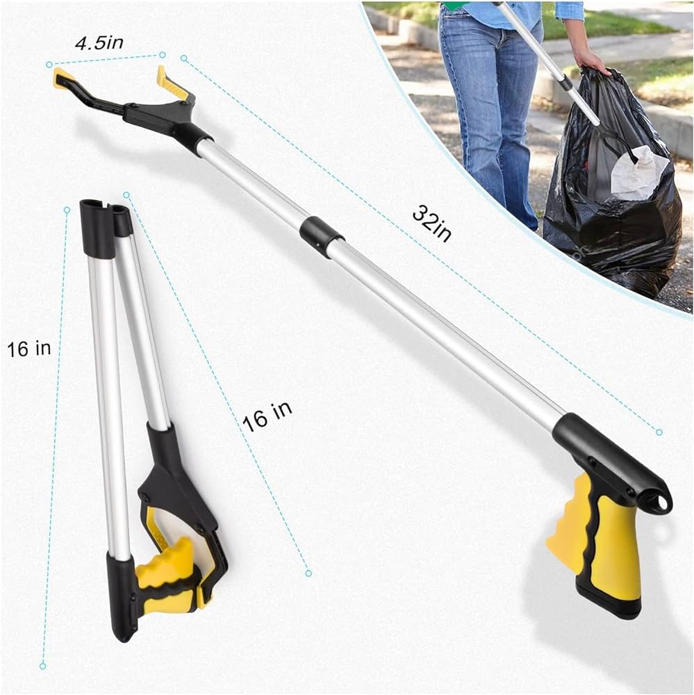 32-Inch Reacher Grabber & Litter Picker – Yellow