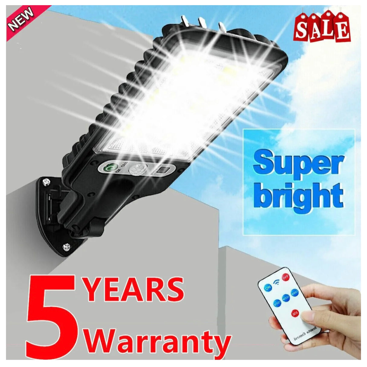 8000W LED Solar Flood Light Motion Sensor Security Wall Yard Street Outdoor Lamp