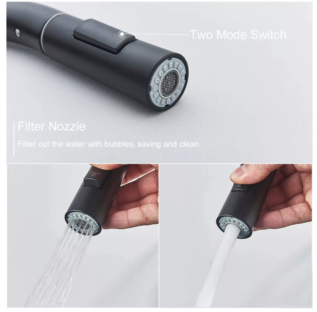 Solid Brass WELS Kitchen Mixer Tap Sink Pull-Out Faucet 360° Swivel Spout Black