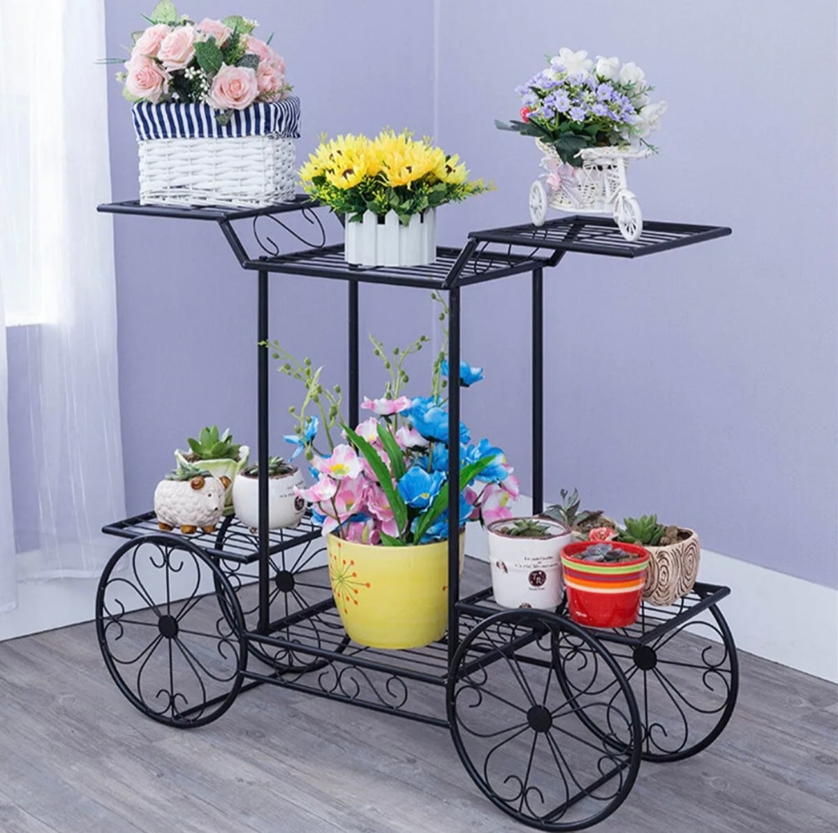 6-Tier Parisian-Style Metal Plant Stand – Black