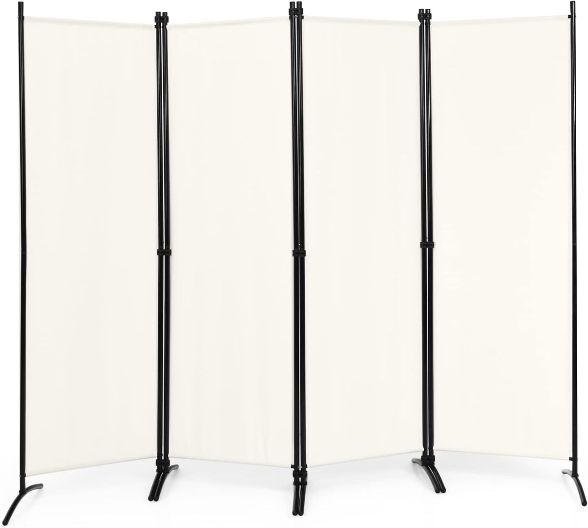 224 × 171 cm 4-Panel Folding Room Divider – Black or White