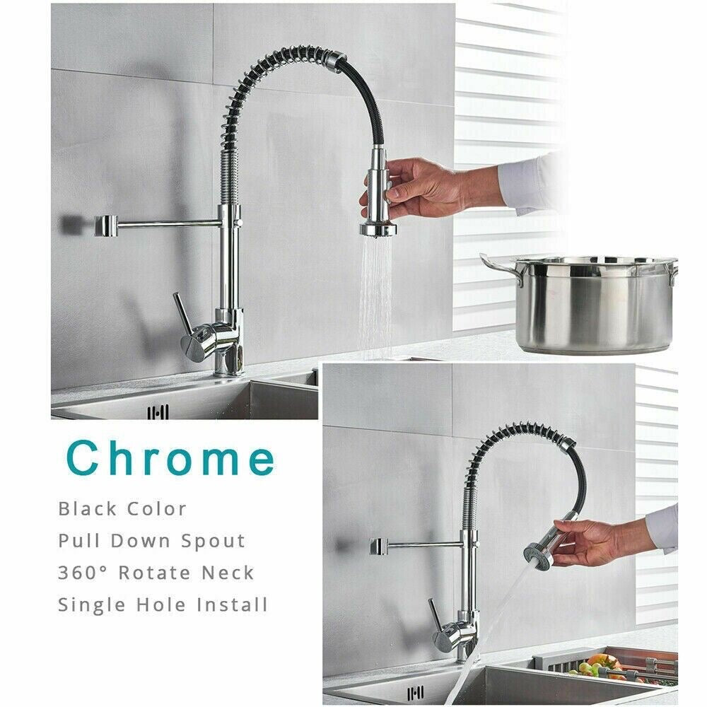 Kitchen Sink Mixer Taps Pull Out Laundry 360° Swivel Faucet Tap Black AU