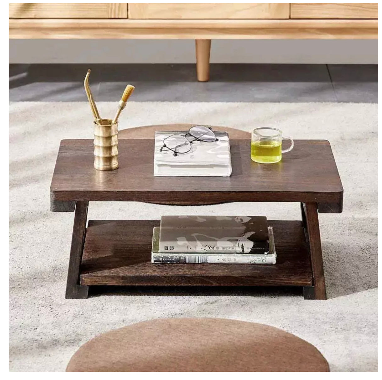 Adjustable Solid Wood Tatami Tea Table - Versatile Folding Japanese House