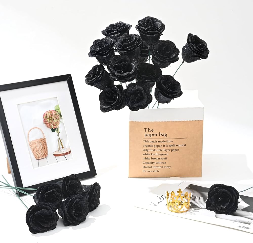 DIY Glitter Rose Bouquet Kit – 24 Artificial Roses