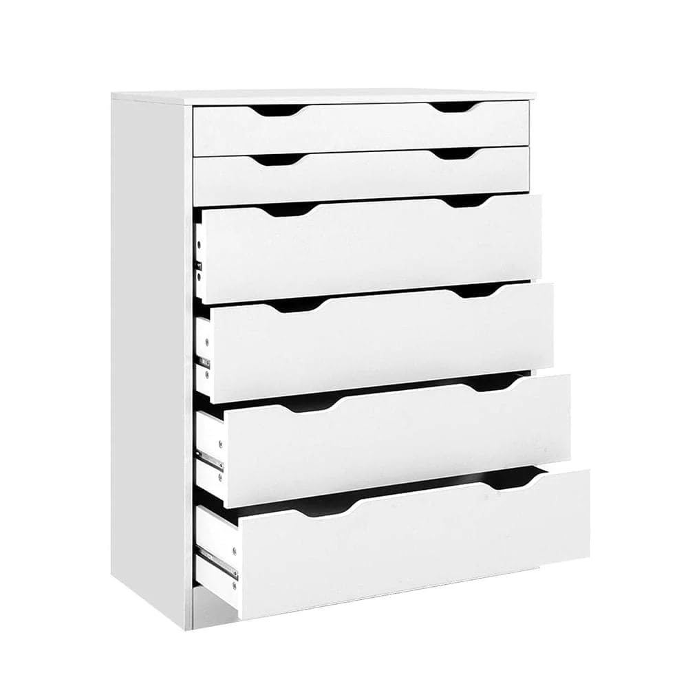 White 6-Drawer Tallboy Chest