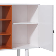 White & Orange Sideboard with Shelves & Drawers