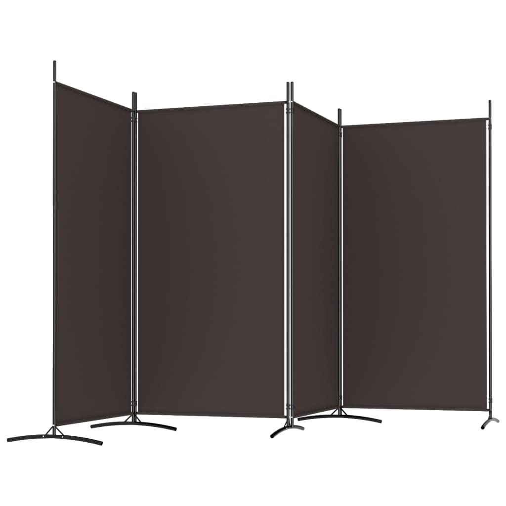 Brown 4-Panel Fabric Room Divider – 346 × 180cm