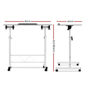 White Adjustable Laptop Table with 360° Lockable Castors