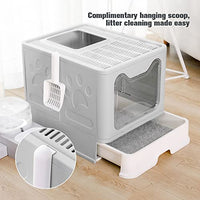 Extra-Large Enclosed Cat Litter Box with Drawer & Scoop