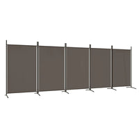 vidaXL Modern Room Divider with Foldable Design, 5-Panel Fabric Divider in White, Privacy Screen for Living Room and Bedroom, 433x180 cm