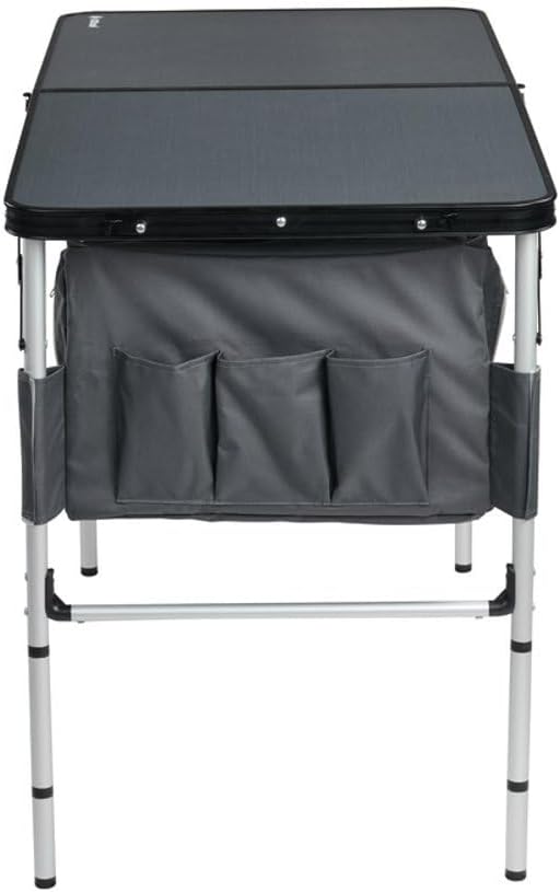 OZtrail Folding Table with Storage, Black/Silver