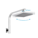 WELS Gooseneck Shower Wall Arm with 8" Square Rain Shower Head Set Brass
