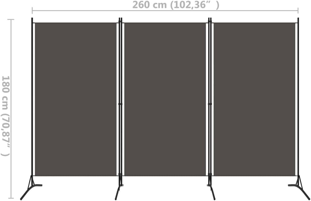 3-Panel Fabric Room Divider with Iron Frame – 4 Colours
