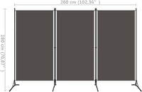 3-Panel Fabric Room Divider with Iron Frame – 4 Colours