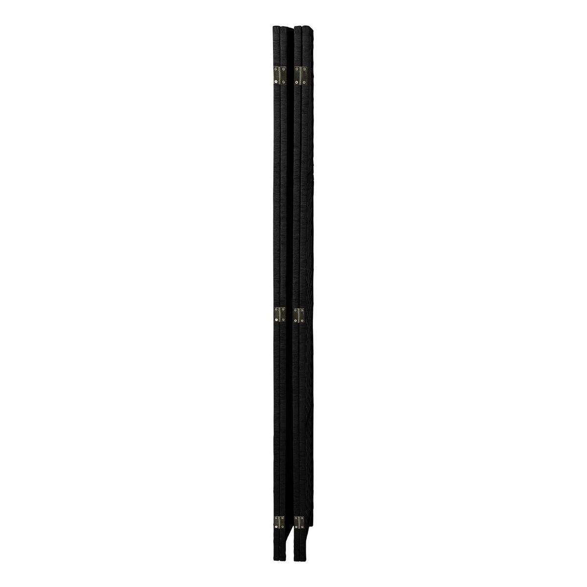 Black 4-Panel Pine & Woven-Rattan Room Divider – 170cm