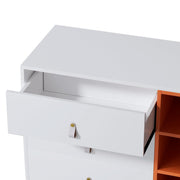 White & Orange Sideboard with Shelves & Drawers