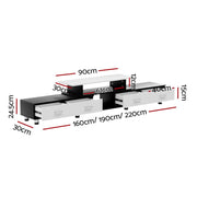 Adjustable 160–222 cm White TV Unit with 4 Drawers