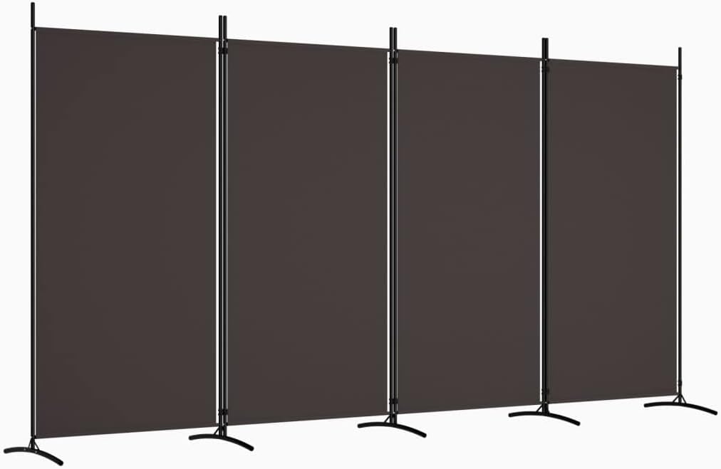Brown 4-Panel Fabric Room Divider – 346 × 180cm