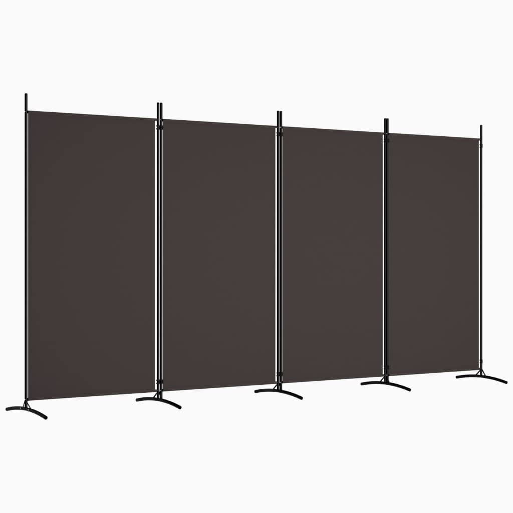 Brown 4-Panel Fabric Room Divider – 346 × 180cm