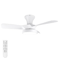 Ceiling Fans with Lights Remote, 32 Inch Low Profile Ceiling Fan with 3 Colors and 6 Speeds Options, 3 Blades Fans Lamp for Ktichen Bedroom Dinning Room Patio(White)