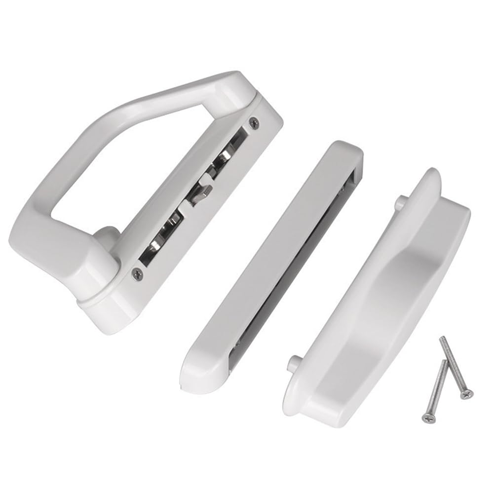 Reversible White Sliding Patio-Door Handle & Mortise Lock Set
