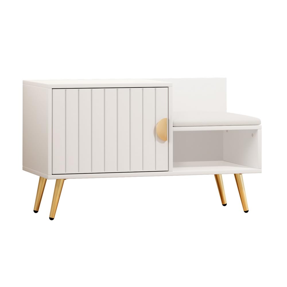 White Padded Shoe Storage Bench – Up to 6 Pairs