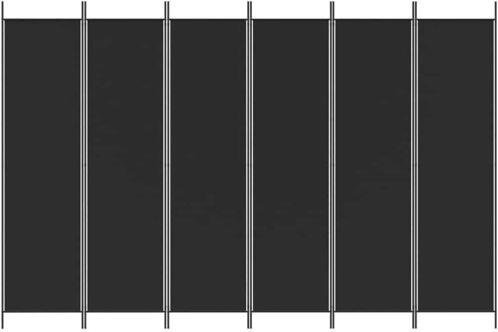 'vidaXL 6-Panel Room Divider in Black - Versatile and Foldable Partition, Made with Durable Fabric and Iron, Ideal for Bedroom and Living Room