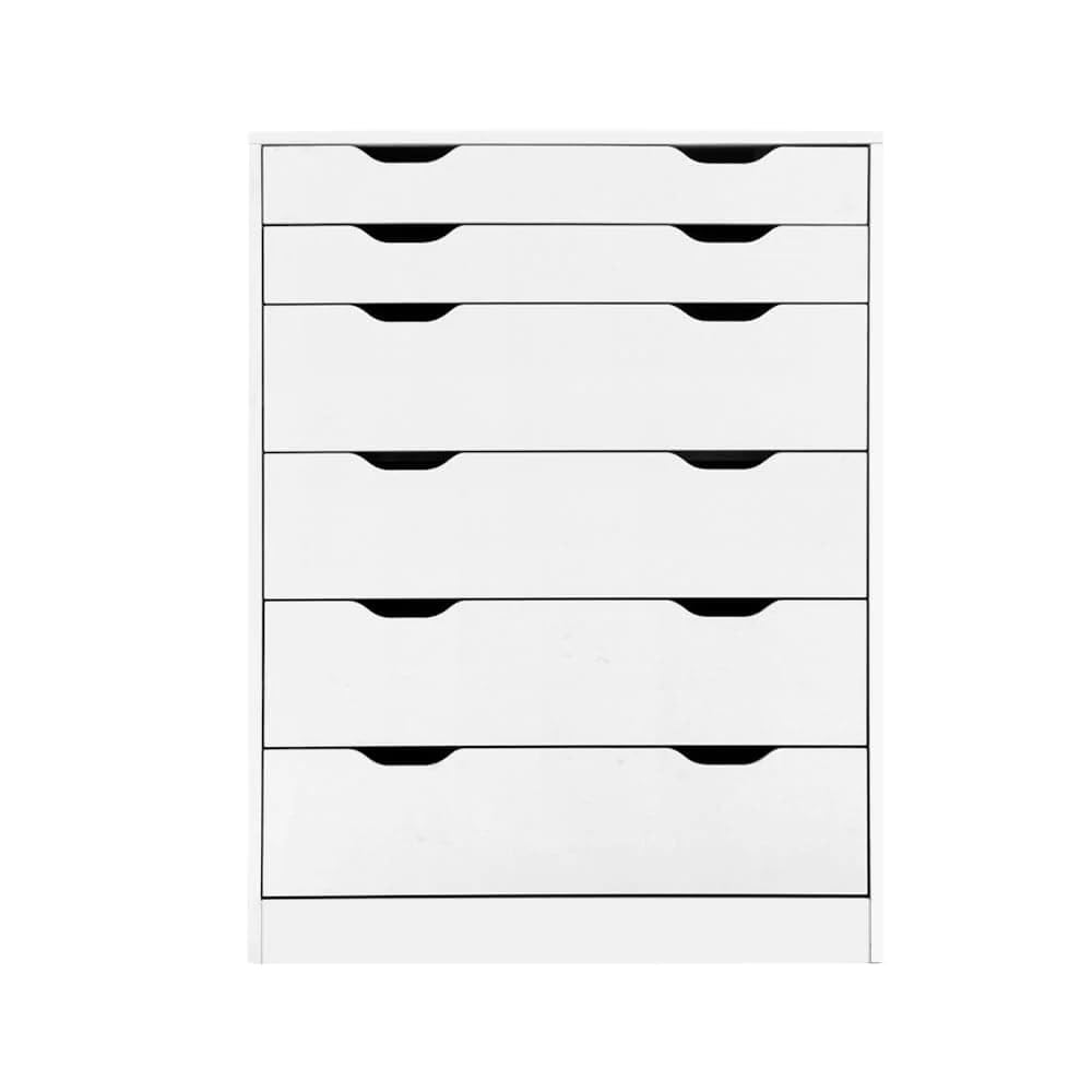 White 6-Drawer Tallboy Chest
