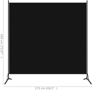 Black Single-Panel Fabric Room Divider – 175 × 180cm