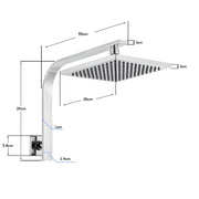 8-Inch Square Rain Shower with Gooseneck Wall Arm