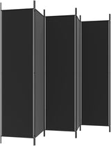 'vidaXL 6-Panel Room Divider in Black - Versatile and Foldable Partition, Made with Durable Fabric and Iron, Ideal for Bedroom and Living Room