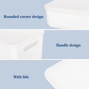 Handled Plastic Storage Bins – Set of 6 with 4 Lids