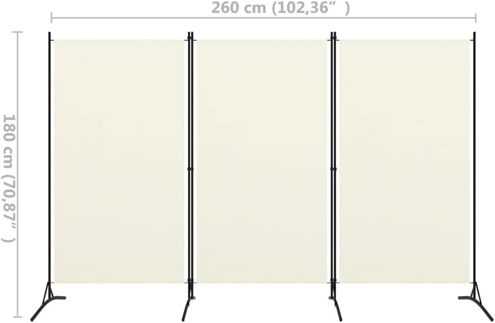3-Panel Fabric Room Divider with Iron Frame – 4 Colours