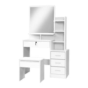 White Four-Drawer Dressing Table & Stool with Mirror