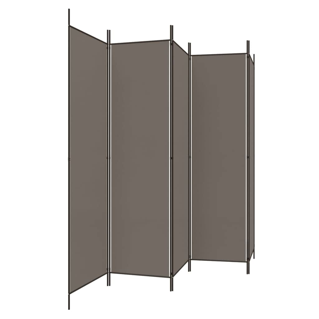 'vidaXL 6-Panel Room Divider in Black - Versatile and Foldable Partition, Made with Durable Fabric and Iron, Ideal for Bedroom and Living Room