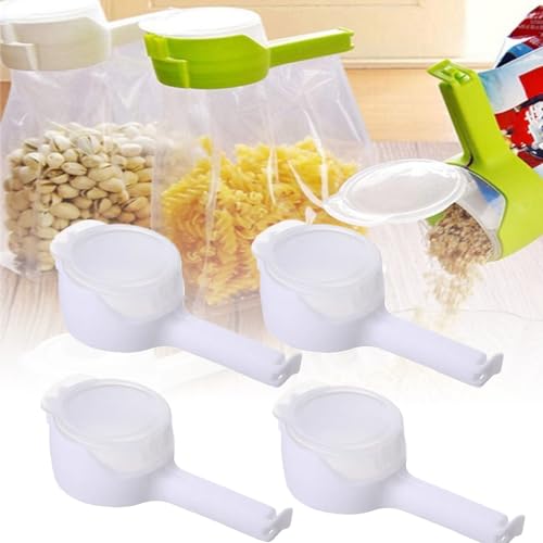 Reusable Bag-Sealing Clip with Pour Spout – White
