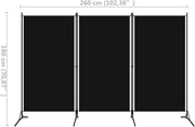3-Panel Fabric Room Divider with Iron Frame – 4 Colours