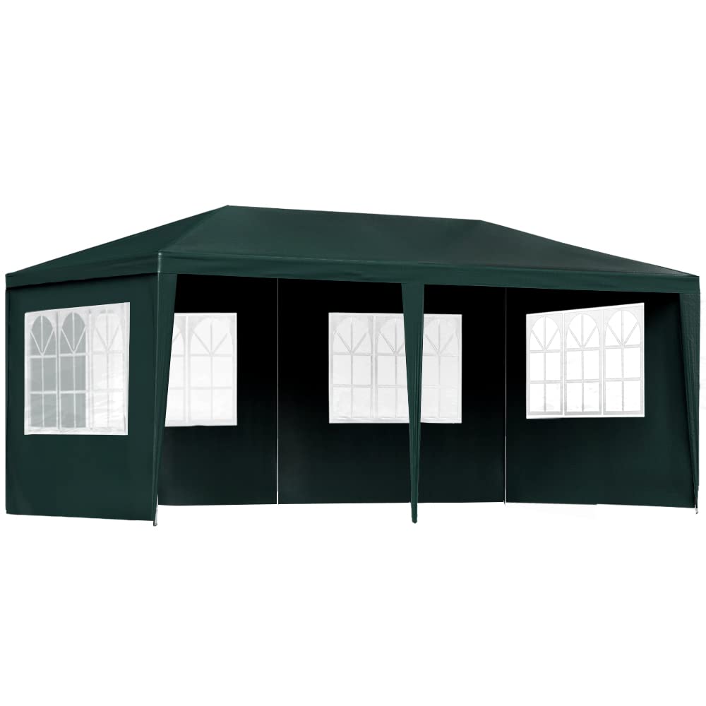3 × 6 m Green Marquee Gazebo with 4 Window Walls