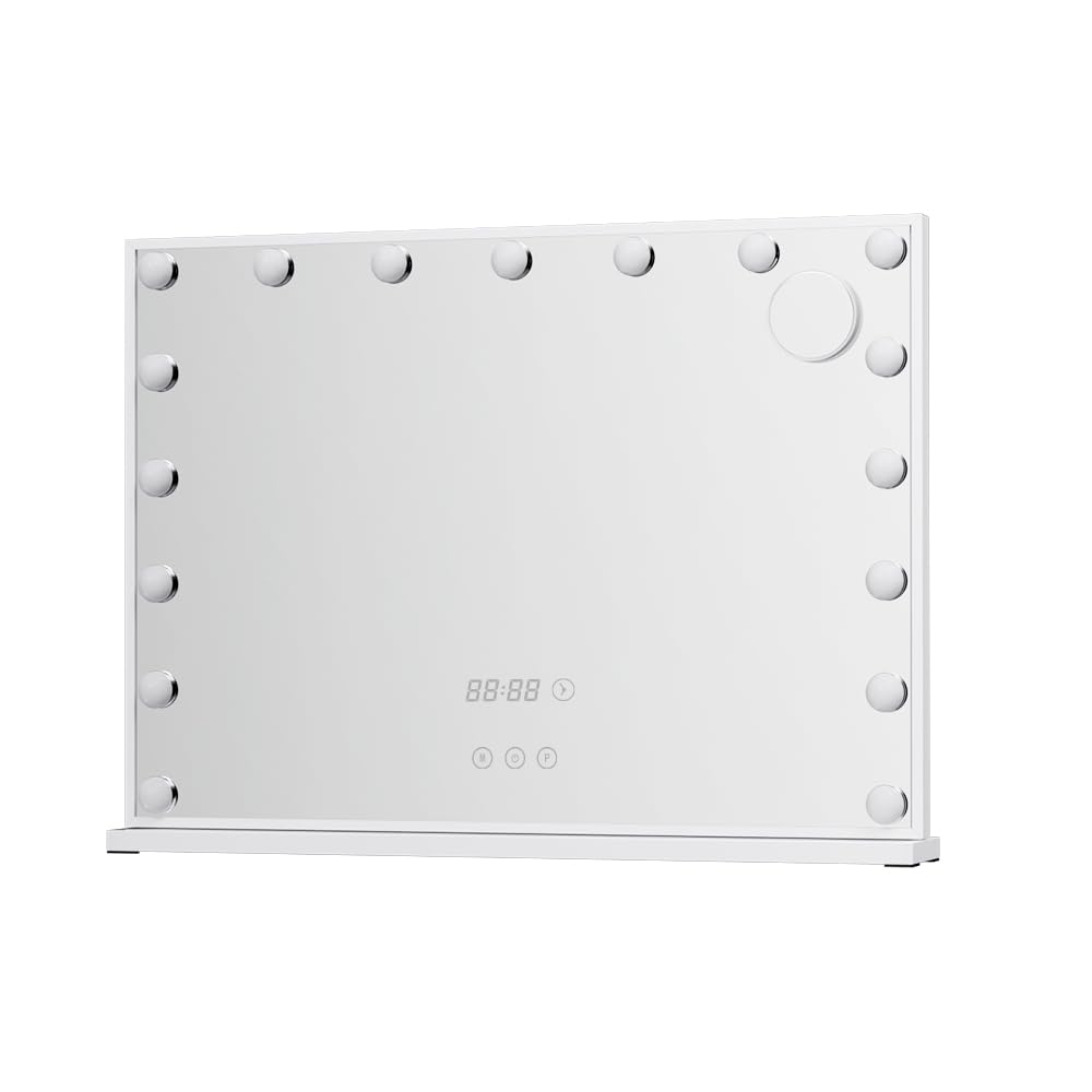 Hollywood Makeup Mirror, 80 x 60cm Vanity Mirrors Beauty Cosmetic Dressing Bathroom Decor, 17 LED Light Bulbs with 10X Magnification Frame Tabletop Lights Rectangle Dimmable