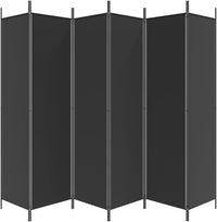 'vidaXL 6-Panel Room Divider in Black - Versatile and Foldable Partition, Made with Durable Fabric and Iron, Ideal for Bedroom and Living Room