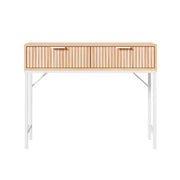 Natural Wood & White Console Table with Drawer