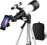 Telescope, Telescopes for Adults, Telescope for Kids Beginners 70mm Aperture 400mm AZ Mount, Fully Multi-Coated Optics, Astronomy Refractor with Tripod, Phone Adapter, Backpack