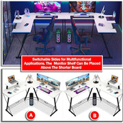 L-Shaped Corner Gaming Desk with Large Monitor Riser