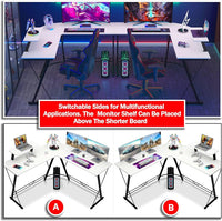 L-Shaped Corner Gaming Desk with Large Monitor Riser