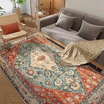 Soft Washable Boho Area Rug with Non-Slip Backing