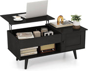 Lift-Top Coffee Table with Hidden Cabinet & Open Shelf
