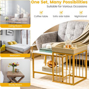 Faux-Marble Nesting Tables with Tray Top – Set of 2