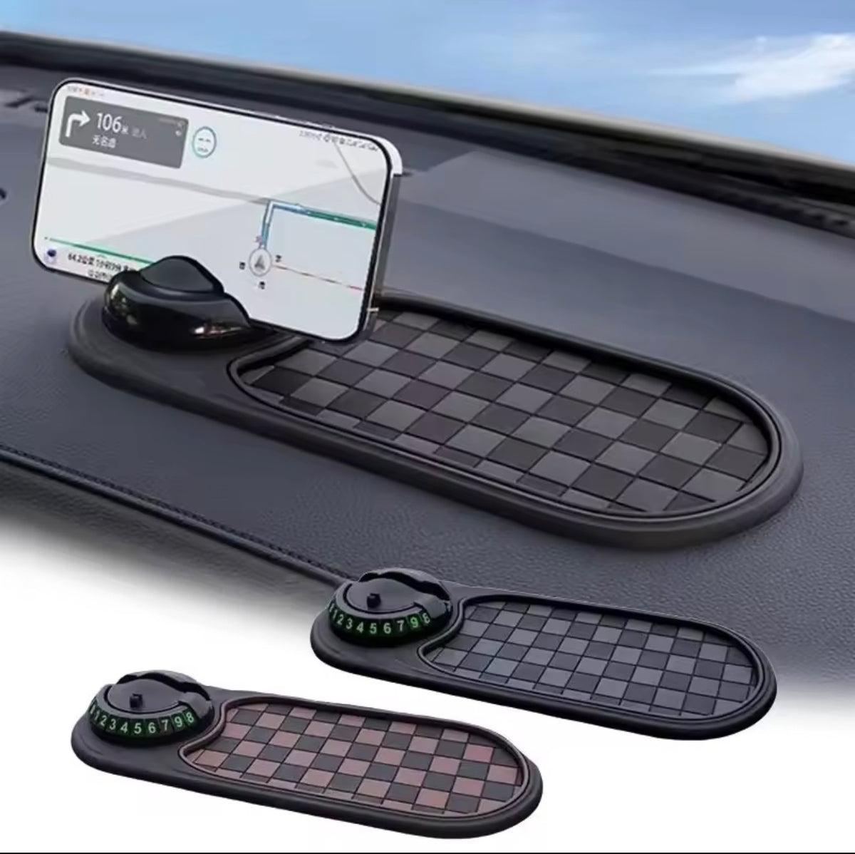 2-in-1 Anti-Slip Dashboard Mat with Rotating Phone Mount