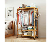 Rolling 3-Tier Bamboo Garment Rack – 78 × 41 × 169cm