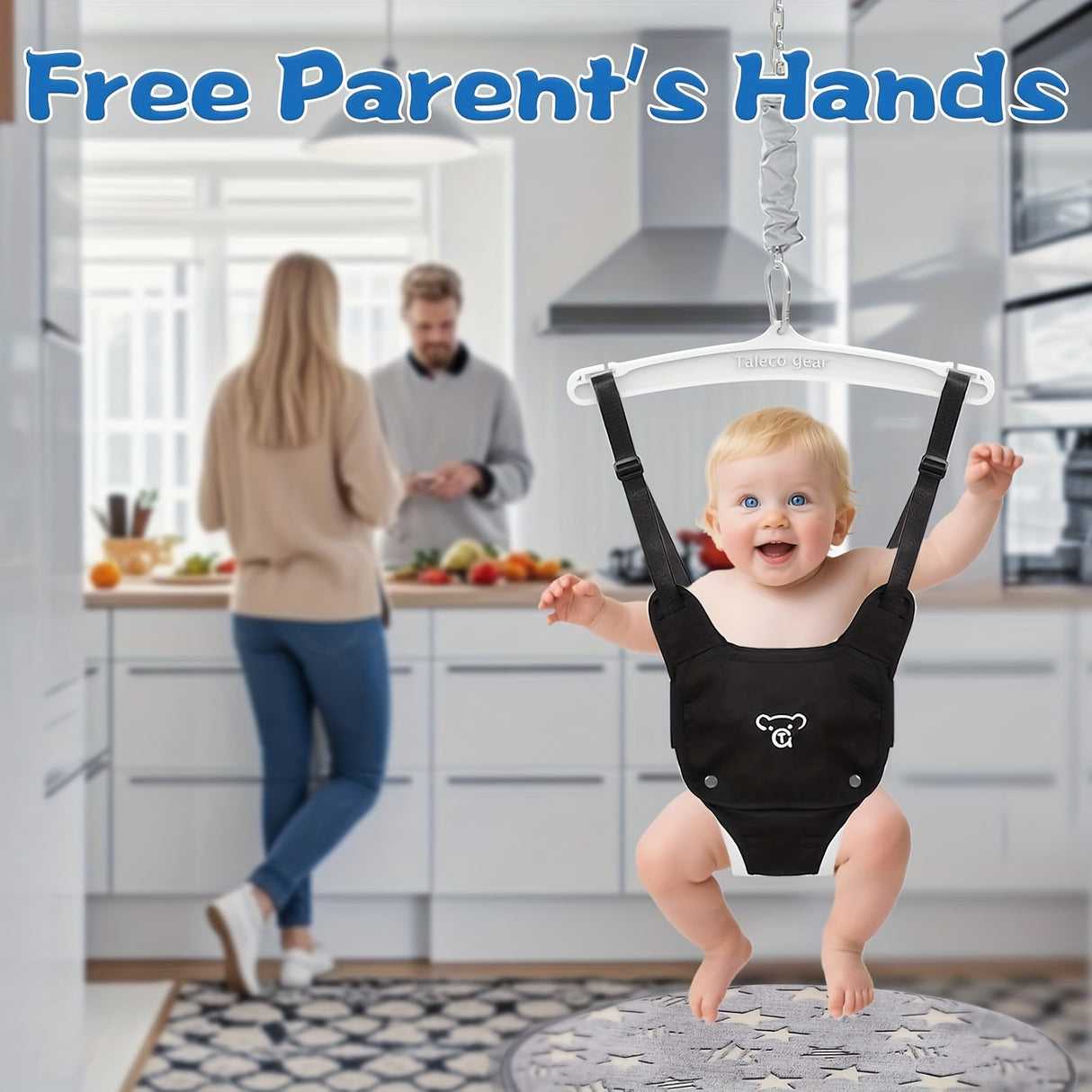 Baby Jumper with Ceiling Hook - Adjustable Indoor/Outdoor Activity for Small Spaces, 6-Month & Up